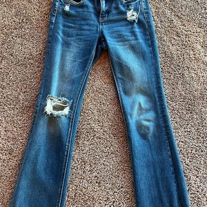 Flying Monkey Distressed Blue Straight cropped Leg Jeans